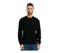 Rundhalspullover CALVIN KLEIN "LS CTTN CASHMERE 3D LOGO CRWNK S", Herren, Gr. XL, schwarz, Web, Obermaterial: 95% Baumwolle, 5% Kaschmir, unifarben, regular fit normal, Rundhals, eingesetzt angesetzte