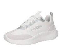 Slip-On Sneaker CALVIN KLEIN "LIGHT EVA RUNNER NYL-SUE", Damen, Gr. 42, weiß, silberfarben, Leder, Synthetik, Textil, metallic, unifarben mit Farbeinsatz, Schuhe, Schlupfschuh, Slipper, Freizeitsneake