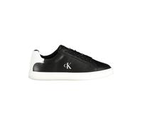 Calvin Klein Damen Cupsole Sneaker Low Moire aus Leder, Schwarz (Black/Bright White), 40