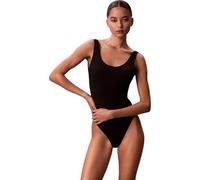 Calvin Klein Scoop Back One Piece Lv00q61205 Badeanzug, Schwarz (20242 Icon Cotton Emblem W Schwarz), L Damen
