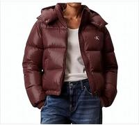 Calvin Klein - Shiny Quilted Cropped Coat With Detachable Hood - Größe L - weiß