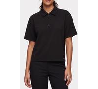 Calvin Klein Short Sleeve Tailored Knit Collar Top Black Größe: M | Poloshirts Outlet | Damen | Schwarz