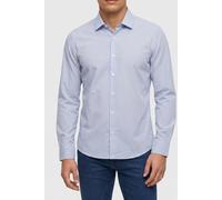 Businesshemd CALVIN KLEIN "SLIM ESNTL POPLIN STR STP", Jungen, Gr. 42, N-Gr, teal blau, Web, Obermaterial: 96% Baumwolle, 4% Elasthan, unifarben, slim fit normal, Rundhals, eingesetzt 2-Knopf-Manschet