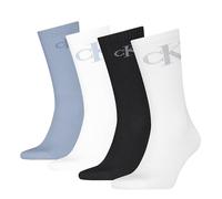 Socken CALVIN KLEIN JEANS "CKJ MEN SOCK 4P SHADOW RIB LOGO ECOMM", Damen, weiß (weiß, blau), Baumwollmischung, unifarben mit Farbeinsatz, normal, Socken, mit diskretem Logo-Design (57284862-0) weiß, b