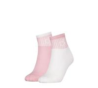 Calvin Klein 2P Glossy Rib Quarter Socks Weiß/Rosa Gr 39/42 Damen