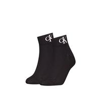 Kurzsocken CALVIN KLEIN JEANS "CKJ WOMEN QUARTER 2P MONOGRAM", Damen, Gr. 35-38, schwarz, Baumwollmischung, unifarben, normal, Socken, mit Logostickerei (67408005-35) schwarz