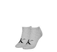 Sneakersocken CALVIN KLEIN JEANS "CKJ WOMEN SNEAKER MONOGRAM", Damen, Gr. 35-38, grau (light grau melange), Obermaterial: 73% Baumwolle, 26% Polyester, 1% Elasthan, normal, Socken Sneakersocken, Rippe