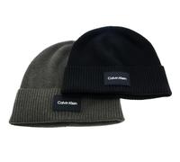 Calvin Klein Soft Giftset Rtw Patch Rib Beanie 2-Pack Olive/Black
