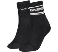 Kurzsocken CALVIN KLEIN "CK WOMEN SHORT SOCK 2P SPORT STRIPE", Damen, schwarz, Obermaterial: 61% Baumwolle, 34% Polyamid, 4% Elasthan, 1% Viskose, Socken (94546500-0) schwarz