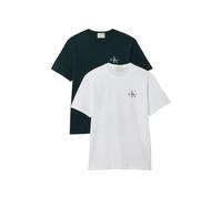 Calvin Klein Ss 30s Classic Micro Tee Bright White/dark Teal Größe: L | Basic T-Shirts Outlet | Herren | Cyan