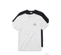 Calvin Klein Ss 30s Classic Micro Tee Bright White/oatmeal Größe: S | Bedruckte T-Shirts Outlet | Herren | Weiß