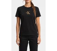 Calvin Klein Ss Classic Foil Ck Tee Khn 001 Black/combo Größe: S | Hemden Outlet | Damen | Schwarz