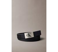 Calvin Klein Herren Gürtel Mono Plaque aus Leder, Schwarz (Black/Pewter), 95 cm