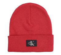 Calvin Klein Strickmütze Mütze Monologo Beanie mit Wolle Kaschmir Rot One Size