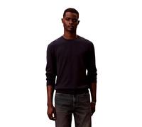 Strickpullover CALVIN KLEIN "LS SUPIMA COTTON CREW 14GG", Herren, Gr. L, blau (schwarz sapphire), Strick, Obermaterial: 100% Baumwolle, unifarben, regular fit normal, Rundhals, eingesetzt Rippstrickbü