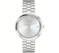 Calvin Klein Zwei-Zeiger-Quarzwerk-Uhr für Damen Kollektion Twisted Bezel mit Silbernes Edelstahlarmband - 25100093