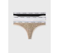Tanga "THONG 3PK", Damen, Gr. L (40), schwarz, classic weiß, animal mirror, Jersey, Obermaterial: 90% Baumwolle, 10% Elasthan, CALVIN KLEIN UNDERWEAR, unifarben, körpernah, Unterhosen Tanga, Körpernah