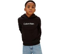 Kapuzensweatshirt CALVIN KLEIN JEANS "Inst. Logo Reg. Terry Hoodie", Jungen, Gr. 16 (176), schwarz (ck schwarz), Sweatware, Obermaterial: 100% Baumwolle, unifarben, casual, regular fit, Langarm, Sweat