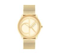 Calvin Klein Analog Quarzuhr Unisex mit Gelbgoldfarbenes Edelstahl-Mesh-Gliederarmband - 25200034