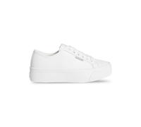 Plateausneaker CALVIN KLEIN JEANS "VULC FLATFORM LTH", Damen, Gr. 41, weiß, Leder, unifarben, sportlich, Schuhe, Schnürschuh, Halbschuh, Freizeitsneaker in schlichter Optik (71840969-41) weiß