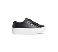 Plateausneaker CALVIN KLEIN JEANS "VULC FLATFORM LTH", Damen, Gr. 37, schwarz, Leder, unifarben, sportlich, Schuhe, Schnürschuh, Halbschuh, Freizeitsneaker in schlichter Optik (28875833-37) schwarz