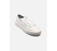 Plateausneaker CALVIN KLEIN "VULC LACE UP CANVAS", Damen, Gr. 40, weiß, Textil, unifarben, Schuhe Plateausneaker, Schnürschuh, Canvas-Sneaker, Halbschuh mit Gummikappe (96026602-40) weiß