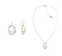 Calvin Klein Warped Rings Damen Halskette und Ohrringe Zweifarbig - Edelstahl und Rotgoldfarben IP-Beschichtung