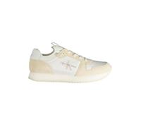 Calvin Klein Jeans Herren Runner Sneaker Sock Laceup Nylon-Leather Sportschuhe, Weiß (Bright White/Eggshell), 43