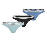 Calvin Klein Women's 3 Pack Thong Low-Rise 000Qd5209E Thongs, Multi (Sterling Blue/Black/Glacier), S