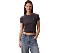 T-Shirt CALVIN KLEIN JEANS "SS MONOGRAM CREW TEE", Damen, Gr. S, ebony, Single Jersey, Obermaterial: 100% Baumwolle, regular fit normal, Rundhals, eingesetzt abgesteppte Kante, Shirts T-Shirt, Mit Run