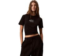 Calvin Klein Women's Ss Classic Seasonal Monologo Tee LV047G831G Graphic Tees, Black (Black), M