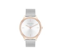 Calvin Klein Zwei-Zeiger-Quarzwerk-Uhr für Damen Kollektion CK Timeless mit Silbernes Edelstahl-Mesh-Gliederarmband - 25100006