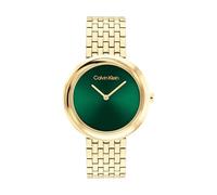 Calvin Klein Zwei-Zeiger-Quarzwerk-Uhr für Damen Kollektion Twisted Bezel mit Goldfarben Edelstahlarmband - 25100066