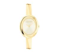 Calvin Klein Zwei-Zeiger-Quarzwerk-Uhr für Damen Kollektion Twisted Bezel mit Goldfarben mit Armreif aus Edelstahl - 25100056