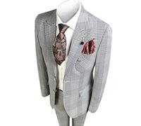 CALVINSUIT Herren 2-teiliger Karierter Anzug für Slim Fit Einreiher formelle Kleidung Jackenhose