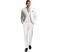 CALVINSUIT Herren 3 Stücke Einreiher Weißer Anzug