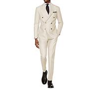 CALVINSUIT Herren Anzug 2 teilig zweireihig Spitzenrevers Business Hochzeits Smoking