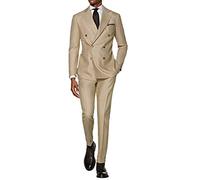 CALVINSUIT Herren Anzug 2 teilig zweireihig Spitzenrevers Business Hochzeits Smoking