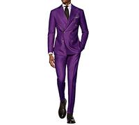 CALVINSUIT Herren Anzug 2 teilig zweireihig Spitzenrevers Business Hochzeits Smoking