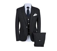 CALVINSUIT Herren Nadelstreifen 3 Stück Anzug Slim Fit Streifen Notch Revers Jacke Smoking