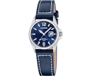 Calypso Damen Analog Uhr Leder - Quarzwerk - Mineralglas Hochfest - Wasserdicht 5 ATM - Elegant Klassisch Vintage - Kalender K5871 - Basic