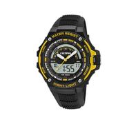 Calypso Digitale Analog Herrenuhr Kautschuk Schwarz - Quarz, 10 ATM, Datum, Stoppuhr, Dualzeit, Licht, Alarm, 12/24 Std - K5768/4 Flash Time