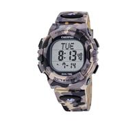 Calypso Digitaluhr Herren mit Kautschukband Braun | Sportuhr, Wasserdicht 5 ATM, Datum & Kalender, Stoppuhr, 2. Zeitzone, Licht, Alarm, K6073/6 Digital Crush