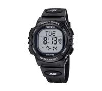 Calypso Digitaluhr Herren mit Kautschukband Schwarz | Sportuhr, Wasserdicht 5 ATM, Datum & Kalender, Stoppuhr, 2. Zeitzone, Licht, Alarm, K6073/2 Digital Crush