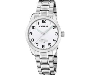 Calypso Herrenuhr Analog aus Edelstahl 316l Silberfarben | Quarzwerk, Widerstandsfähiges Mineralglas, Wasserdicht 5 ATM K5866/1 Basic