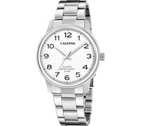Quarzuhr CALYPSO WATCHES "Basic", silber (silberfarben, weiß), Armbanduhren, Herren, Quarzuhr, Armbanduhr, Herrenuhr, Edelstahlarmband, analog (21668962-0) silberfarben, weiß