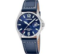 Calypso Herrenuhr Analog Leder Blau - Quarz - Datum - Gehärtetes Mineralglas - Wasserdicht 5 ATM Elegant K5870/3 Basic