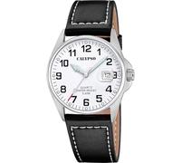 CALYPSO Herrenuhr K5870/1 Basic Gehäuse aus Edelstahl 316L, silberfarben, Lederarmband, Schwarz, weiß