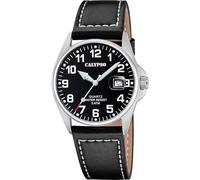 CALYPSO Herrenuhr K5870/4 Basic Gehäuse aus Edelstahl 316L, silberfarben, Lederarmband, Schwarz, Schwarz
