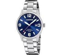 Calypso Watches Herrenuhr Basic K5860/3 – Quarz, Edelstahl 316L, Datum, 5 ATM – silberfarben, blau